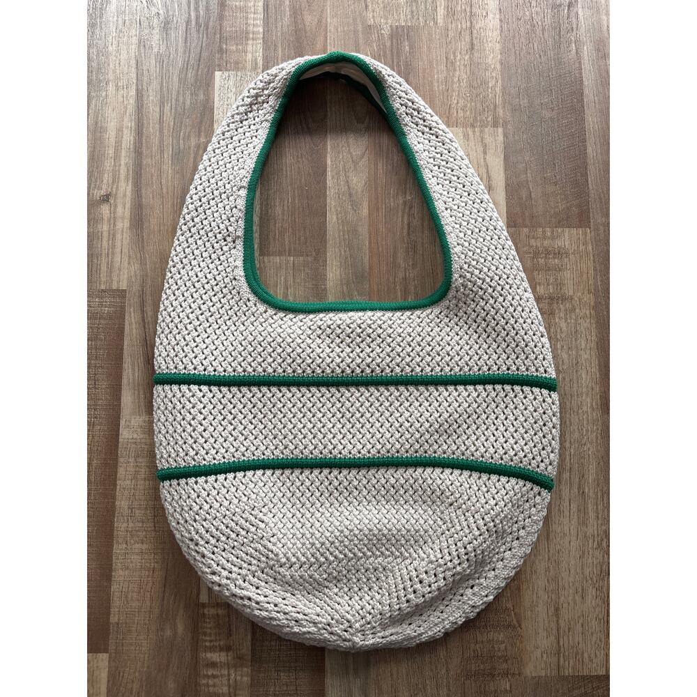 Lululemon Cotton Crochet Shoulder Bag 7L Light Ivory/Raceway Green - Picture 3 of 5